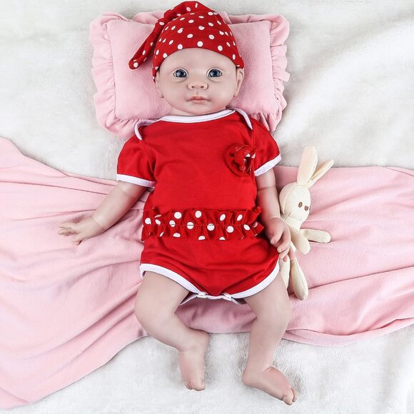 🆕19Inch Full Platinum Silicone Reborn Baby Dolls Open Eyes Girl with Doll Cloth - Picture 4 of 6
